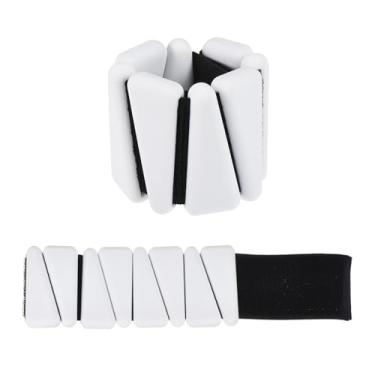 Imagem de YOKIVE 1 par de pesos ajustáveis na perna do tornozelo, treino com alça para mulheres e homens, ótimo para academia, ioga, caminhada, corrida, aeróbica (branco, 500 g cada)