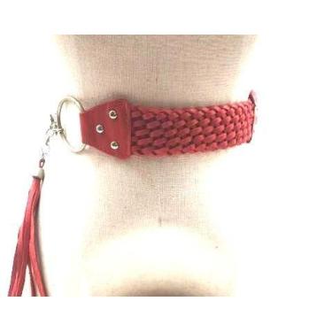 Imagem de Cinto feminino couro trançado com corrente e rebite vestido NE091 - Ba