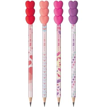 Imagem de LAPIS PRETO HB2 COM TOPPER LOVE CORRAÇÕES BORRACHA - TRIS