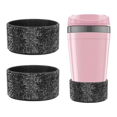 Imagem de YELARXI Bota de silicone com glitter, botas protetoras de diamante, protetor de copo antiderrapante brilhante com fundo de 7,4 a 7,5 cm - adequado para (garrafa de água Stanley Tumbler) pacote com 2 e