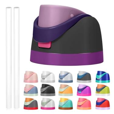 Imagem de Tampa de substituição para Owala Freesip, compatível com Owala Cup 473 ml, 680 g, 946 ml, 1,134 g, acessório de substituição e canudos, à prova de vazamento, livre de BPA (roxo preto)