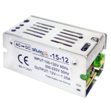 Imagem de Fonte chaveada 15w 1,25a bivolt 12v ip20 com led galaxy