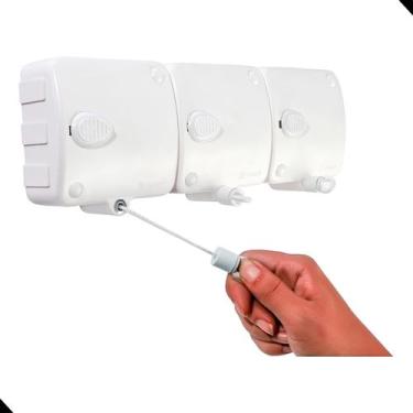 Imagem de Varal Modular Recolhimento Automático Com 3 Módulos 6m Maxeb, Branco