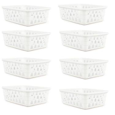 Imagem de Kit 8 Cestos Multiuso Organizador Pequeno Branco 16x12x6Cm - 123 Organ