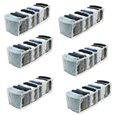 Imagem de Kit 6 Organizador de Gavetas Transparente e Branco 11 Nichos Colmeia 1