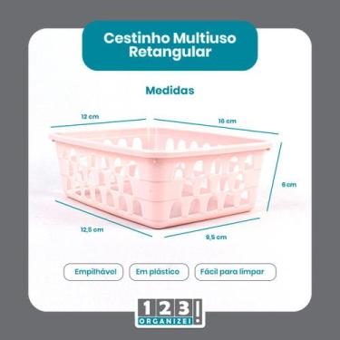 Imagem de Cesto Multiuso Organizador Pequeno Rosa 16x12x6Cm - 123 Organizei
