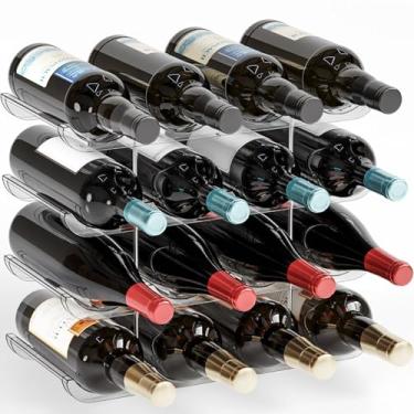 Imagem de Yieach Bancada empilhável de 4 níveis, rack de vinho resistente e durável, suporte para armário interno, suporte transparente para garrafa de água e armazenamento de vinho para despensa, mesa e