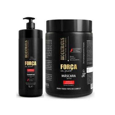 Imagem de Kit Força Com Pimenta Shampoo 1 Litro + Máscara 1 Kg Bio Extratus