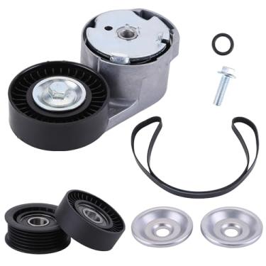 Imagem de Kit tensor de correia de transmissão serpentina 90K-39282D compatível com Chrysler Dodge Challenger SXT 2011-2019 Kit de acionamento de correia serpentina com tensor e polia intermediária 05184617AD,