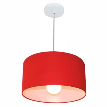 Imagem de Lustre Pendente Cilíndrico Free Lux Para Mesa De Jantar, Sala, Quarto, Churrasqueira E Balcão. Vermelho Tam: 40x21cm