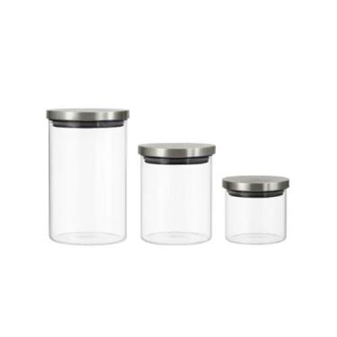 Imagem de Conjunto de 3 Potes Tampa em Inox Vedação de Silicone - Belovidro