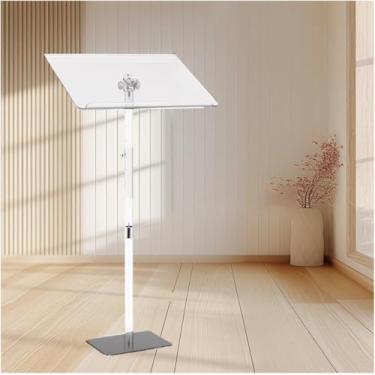 Imagem de Suporte De Pódio Transparente Acrílico, Pódio De Púlpito Móvel, Suporte De Púlpito De Púlpito, Cantos Arredondados Design Atencioso E Seguro Estrutura S, Transparent, 40 * 60 * 120cm