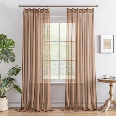 Imagem de Cortinas plissadas de 108 polegadas de comprimento para quarto, sala de estar, filtro de luz de toque suave, cortinas plissadas transparentes com ganchos ajustáveis, alce mocha, 107 cm L x 274 cm C, 2