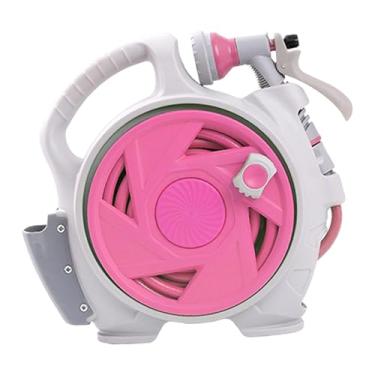 Imagem de IEUDNS Carretel de mangueira de jardim, carrinho de tubo de água, carrinho de irrigação, veículo, tubo de água, conjunto de carretel de mangueira de, Rosa