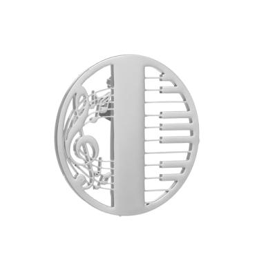 Imagem de Broche de aço inoxidável com símbolo de música oca estilo punk fashion banhado a ouro 18 K, acessórios de terno preto, conjunto de combinação de casamento, free size, Aço inoxidável, Pedra preciosa na