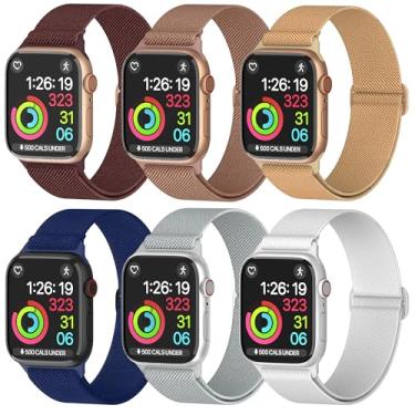 Imagem de Pulseiras de nylon unissex para Apple Watch 1/2/3/4/5/6/7/8/9/SE/Ultra 2 para 38 mm/40 mm/41 mm/42 mm/44 mm/45 mm/49 mm - Pacote variado 1-8 (pacote Q - tamanho 49 mm)