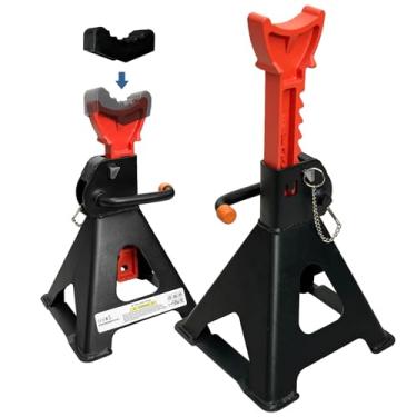 Imagem de FITHOIST Suportes de tomada de 6 toneladas atualizados (6 kg) com 2 barras transversais para maior segurança e estabilidade, o macaco resistente fica ajustável de 39 a 56 cm com almofadas de borracha