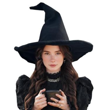 Imagem de Esaleely Halloween Witch Hat for Adult, 17IN Black Wicked Witches Hat, Costume Wizard Hats (black)