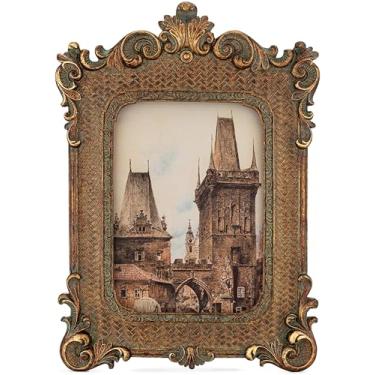 Imagem de Olden Days Porta-retrato 12 x 18 cm – design europeu vintage gótico, moldura de estilo barroco antigo para pendurar na parede, exibição de mesa e decoração de casa (Bronze)