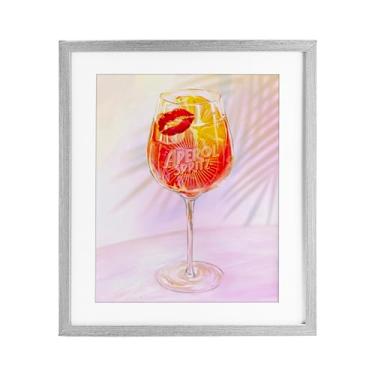 Imagem de Stupell Industries Impressão emoldurada retrô e tropical Aperol Spritz cinza sob vidro, design de Ziwei Li, 21 x 17
