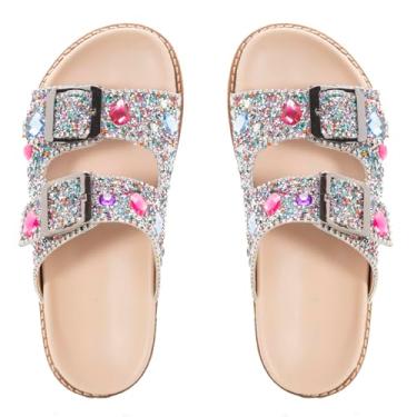 Imagem de Sandália Papete Birken Feminina com Pedraria Zircônia Sofisticada Confortável Glamour Casual Elegante (Multicolor, BR, Adulto, Numérico, 40)
