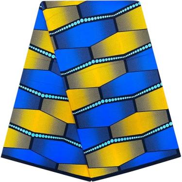 Imagem de Shenbolen Tecido de cera africana 6 jardas Ankara Print Tecido de algodão para vestido de festa (B15)