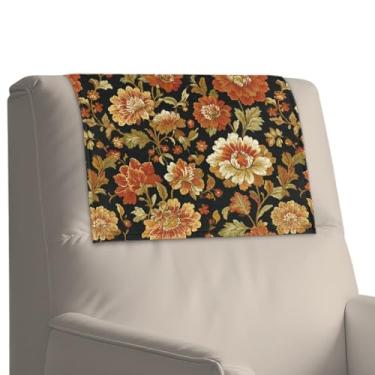 Imagem de Merkmak Capa de encosto de cabeça para cadeira reclinável, lavável, capa de encosto de cabeça de sofá, 1 peça protetora de descanso de cabeça para sofá com gancho e laço, flor ocidental, protetor de
