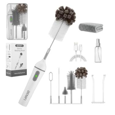 Imagem de Benifi Limpador de mamadeira elétrico Pro, escova de mamadeira 11 em 1, escorredor, escova de mamadeira de esponja, limpador de garrafa de silicone, misturador de fórmula, escova de mamilo