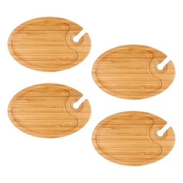 Imagem de IEUDNS Prato de aperitivos de vinho, tábua de queijos com suporte de copo, bandeja para lanches, pratos de servir, bandejas, travessas, prato de, 4 Peças