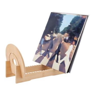 Imagem de DICOSMETIC 1 suporte para exibição de disco de vinil de madeira, organizador de CD de madeira, suporte de álbum branco Navajo, 29 x 19 x 19 cm, armazenamento de disco de vinil para decoração de