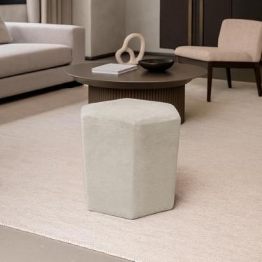 Imagem de Puff Para Sala Decorativo Hexagonal Penteadeira Quarto Closet Dav Premium Tecido Boucle (Bege)