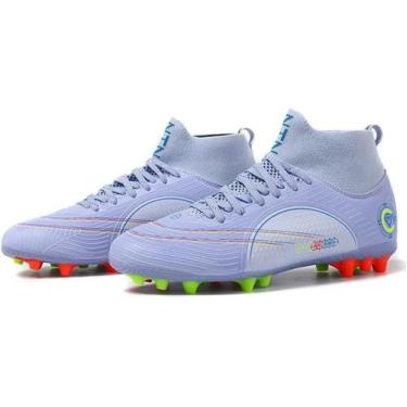 Imagem de Tênis de futebol masculinos de futebol com pontas longas, couro e borr