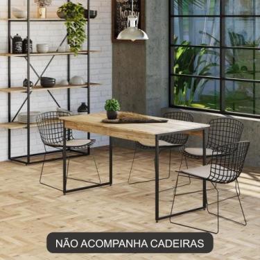 Imagem de Mesa de Jantar Tub 135 cm Est.Preta - Metalig, Carvalho
