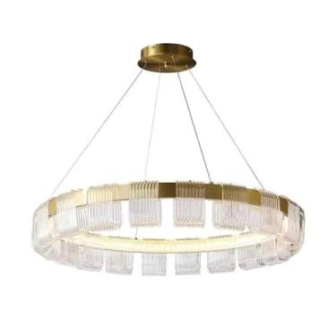 Imagem de Lustre moderno de LED em anel, luminária pendente de acrílico regulável, mesa de jantar, entrada, luz suspensa dourada para cozinha, ilha, sala de estar, quarto, cabeceira, sala de jantar, c