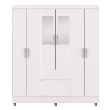 Imagem de Guarda-Roupa Casal 6 Portas 2 Gavetas com Espelho Ideval Branco/Camari
