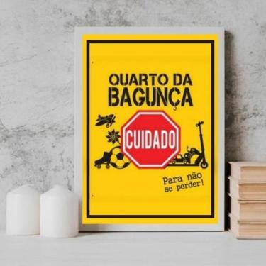 Imagem de Quadro Placa Quarto Da Bagunça 33X24Cm - Com Vidro Branca - Quadros On