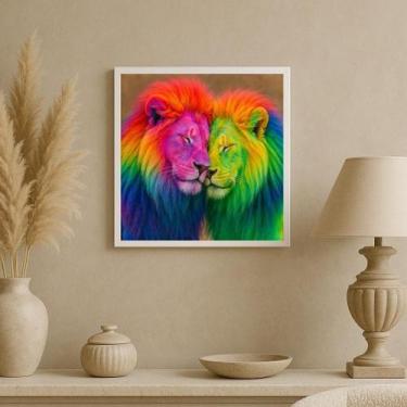 Imagem de Quadro Fotografia Casal De Leões Gay - 33X33Cm - Com Vidro - Quadros O