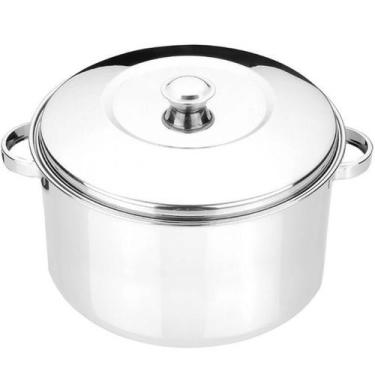 Imagem de Panela Grande Caçarola 10 Litros Caldeirão Com Tampa De Aço Inox Zanel