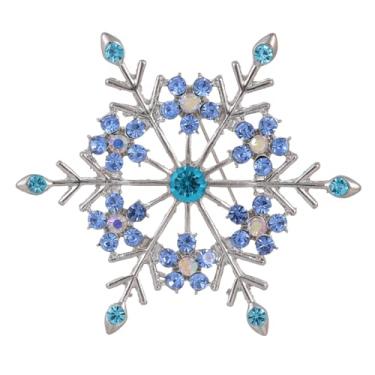 Imagem de Broche de floco de neve de Natal para mulheres, broches de lapela de floco de neve de cristal brilhantes broches de natal coloridos broches de inverno broche de roupas chapéu bolsa saia acessórios