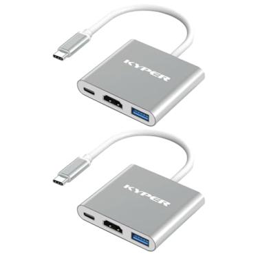 Imagem de Kyper USKyper-984K pacote com 2 adaptadores USB C para HDMI, adaptador HDMI 4K para USB-C 100W PD e conversor AV digital multiportas USB 3.0 para MacBook Pro/Air, iPad, iPhone 15/16, tablets