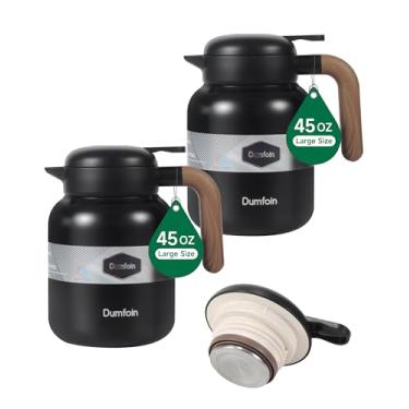 Imagem de Garrafa térmica de café de 1,275 g, garrafas de café isoladas a vácuo de aço inoxidável para manter o calor, dispensador de bebidas de 1,3 litro (preto/preto)