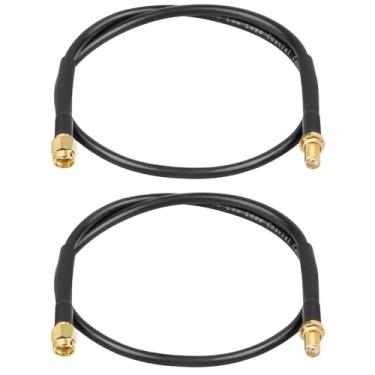 Imagem de XRDS - Cabo coaxial RF RP-SMA macho para RP-SMA fêmea 2FT 2 peças, cabo coaxial de extensão de antena WiFi RG58 para roteador LAN WiFi adaptador de placa de rede sem fio