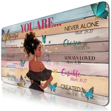 Imagem de Mouse pad para jogos para meninas negras grande, bíblia estendida, mouse antiderrapante, inspiração cristã, religiosa, afro-americana, presentes para mulheres, tapete para teclado mouse 40 x 90 cm