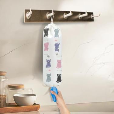 Imagem de Suporte de saco de plástico para gatos, suporte de sacola de compras, presentes para amantes de gatos, suportes de bolsa organizadora de plástico para compras, organizador de sacos de lixo para carro