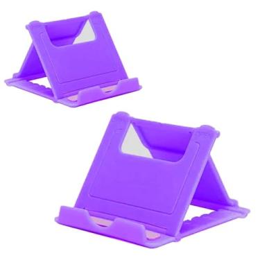 Imagem de Suporte de telefone roxo, prático, ângulo ajustável, dobrável, portátil e compacto, base dobrável para smartphone de mesa