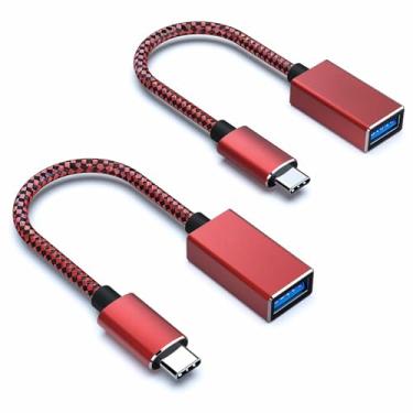 Imagem de Adaptador USB C para USB 3.0, pacote com 2 adaptadores USB C para macho para fêmea compatível com MacBook 2022 2021 2020, Samsung Galaxy Note 20, Galaxy S20 S21, Google Pixel, Nexus e mais
