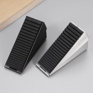 Imagem de Rolha de porta grande - cunha de porta de metal, rolha de porta alta, borracha de mola para aderência extra forte (prata, 1 pacote)