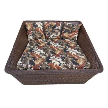 Imagem de Poltrona Chaise Fibra Sintética Quadrada  Almofada Rivieira Marron - V