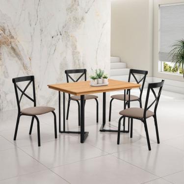 Imagem de Mesa Michigan 120cm Estilo Contemporâneo com Pés de Madeira Imbuia Base Preta