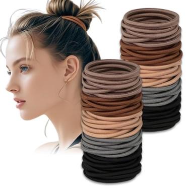 Imagem de 50 peças de prendedores de cabelo sem danos elásticos sem costura para cabelos grossos e finos, suportes multicoloridos para caudas (MIX1)